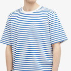 Monitaly Men's Japanese Cotton Stripe T-Shirt in Off White/Blue