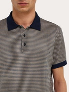 Ferragamo Mens Short sleeve micro check polo in Blue