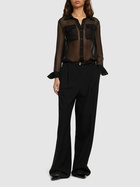 ALBERTA FERRETTI Sheer Silk Chiffon Shirt with high Pockets