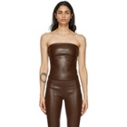 Rosetta Getty Brown Leather Strapless Top
