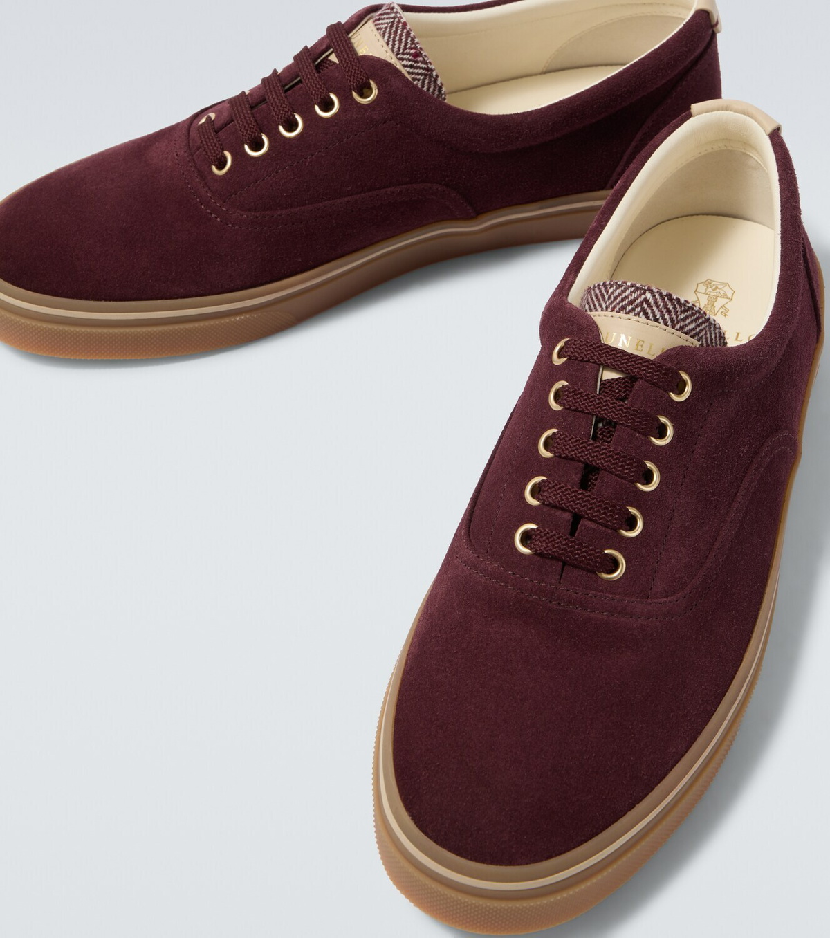 Brunello Cucinelli Leather-trimmed suede sneakers