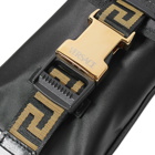 Versace Men's Greek Lanyard Neck Wallet in Black/Gold