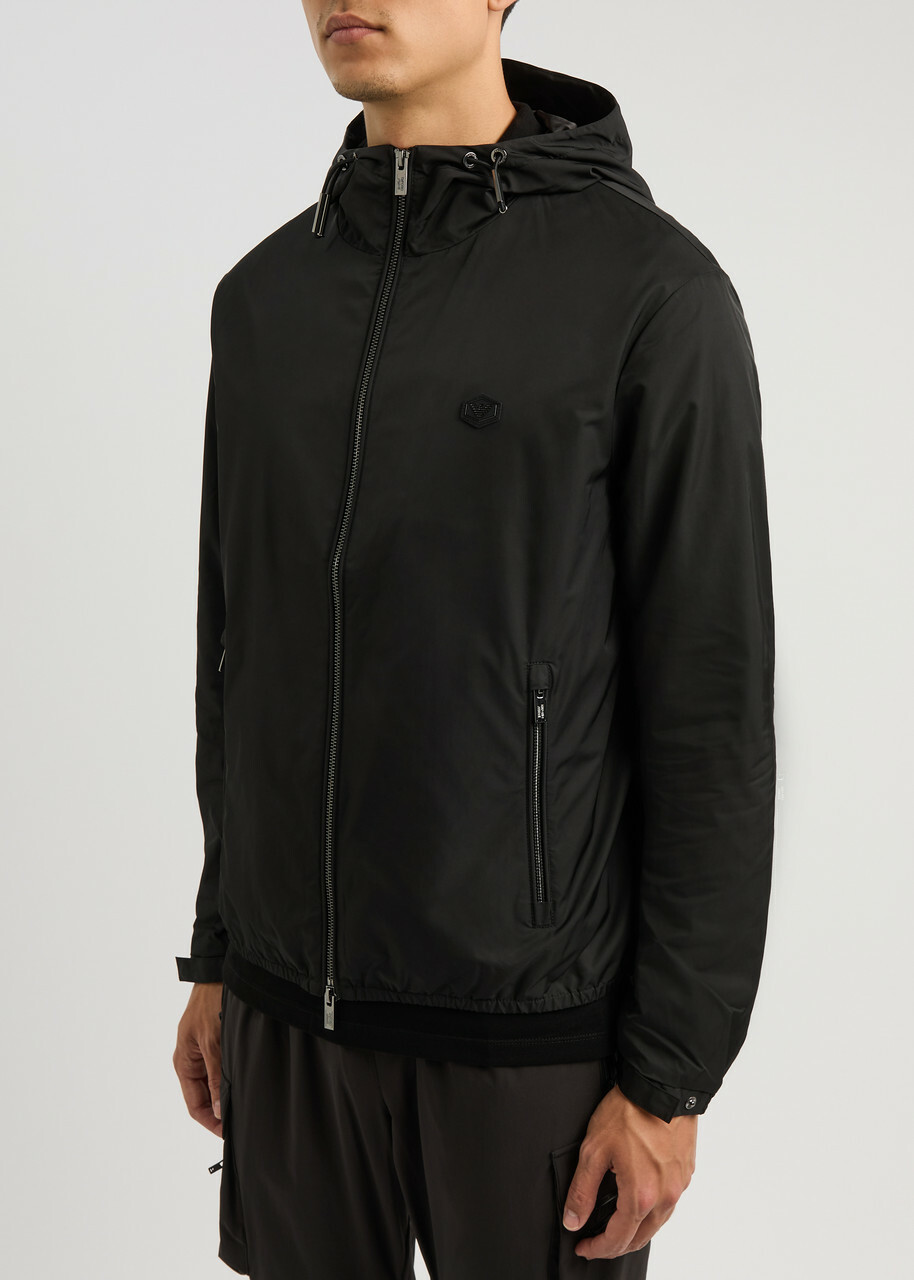 Emporio Armani Logo Hooded Shell Jacket Black Emporio Armani Emporio Armani Logo Hooded Shell Jacket Black Emporio Armani