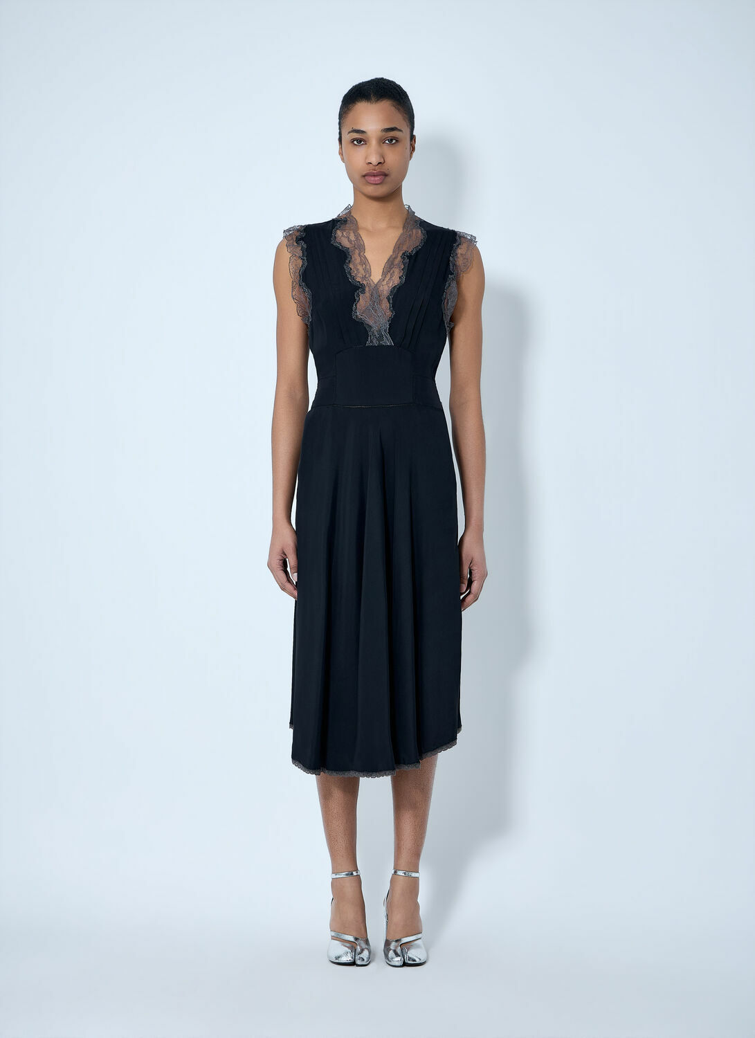 Maison Margiela Lace Trim Midi Dress