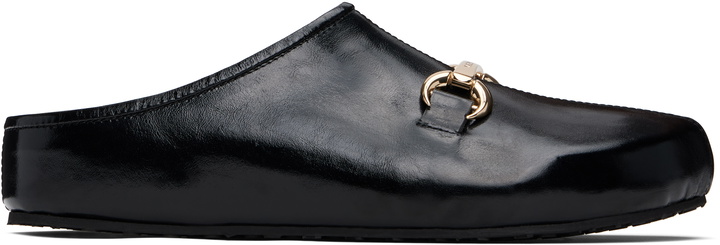 Photo: Marine Serre Black Smooth Leather MS Slip-on Loafers