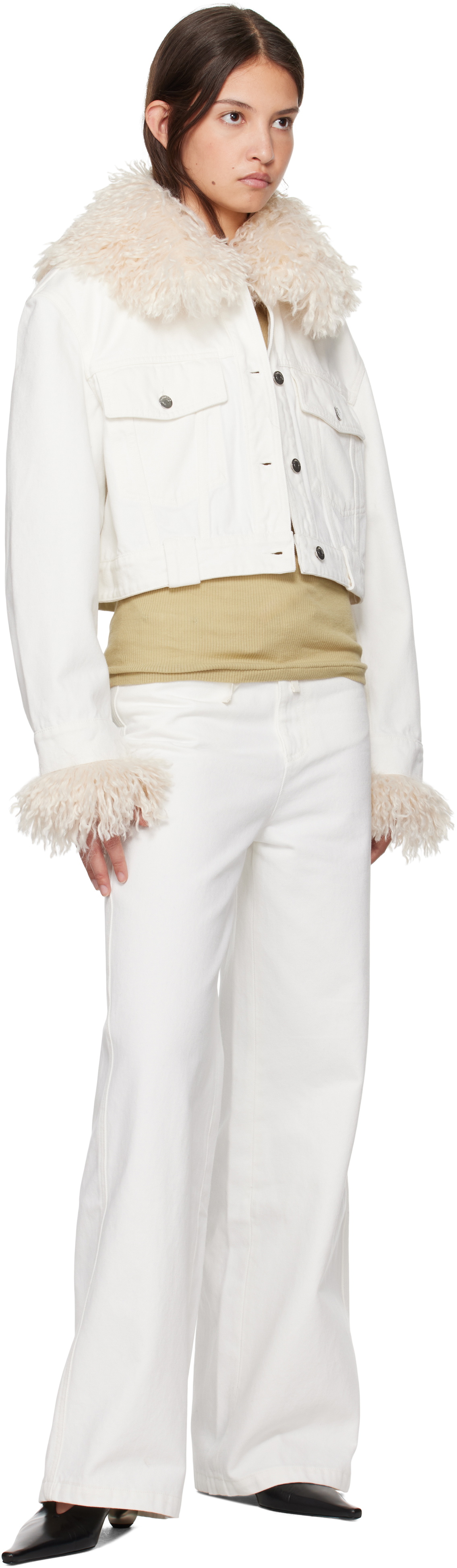 Nanushka White Sutton Cropped Denim Jacket