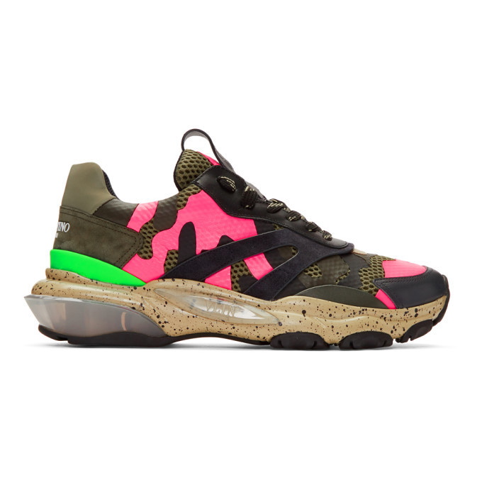 Photo: Valentino Khaki and Black Valentino Garavani Camo Bounce Sneakers