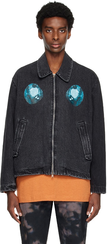 Photo: Song for the Mute Black 'Blue Cells' Denim Jacket