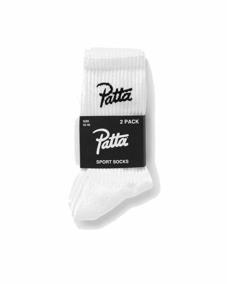 Photo: Patta Script Logo Sport Socks (2 Pack) White - Mens - Socks