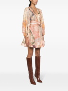 ZIMMERMANN - Floral Print Linen Wrap Mini Dress