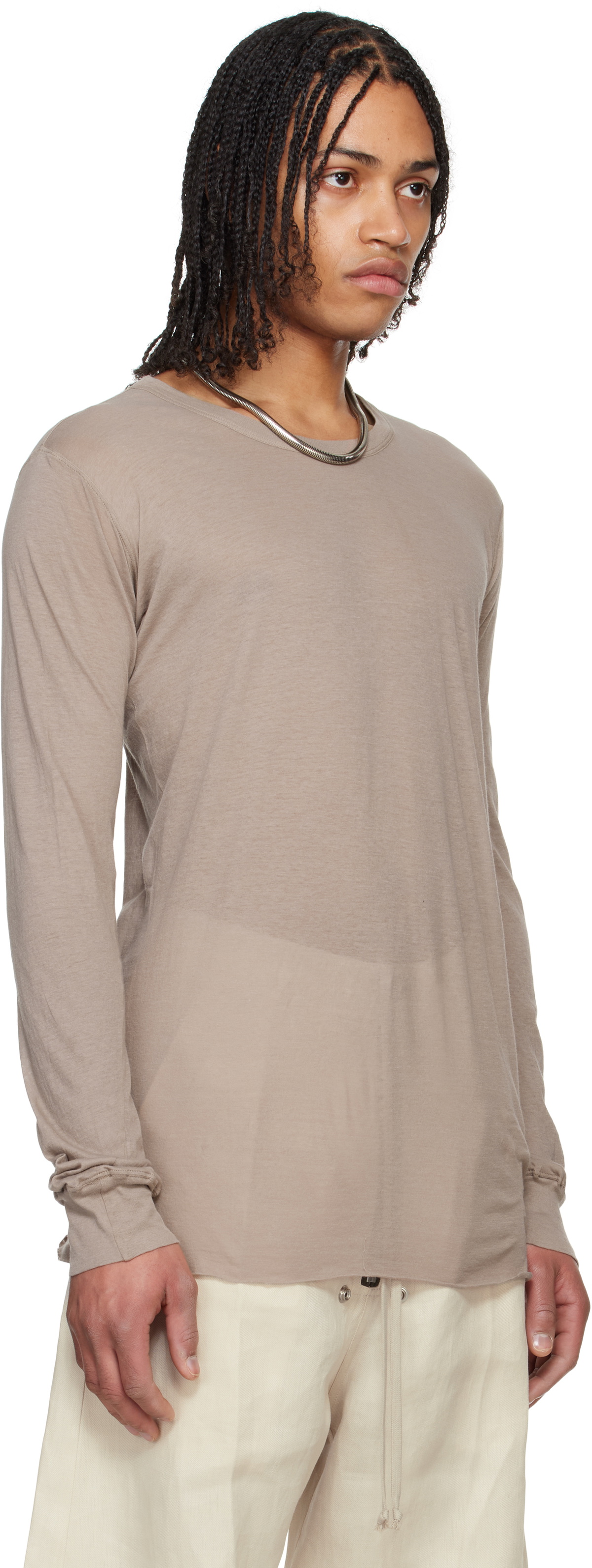 トップス RickOwens  LS T HOLLYWOOD 25ss Rick Owens Taupe Hollywood Basic LS T-shirt Rick Owens