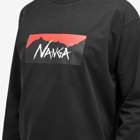 Nanga Men's Long Sleeve Eco Hybrid Box Logo T-Shirt in Black