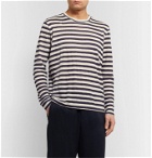 120% - Striped Linen T-Shirt - Blue