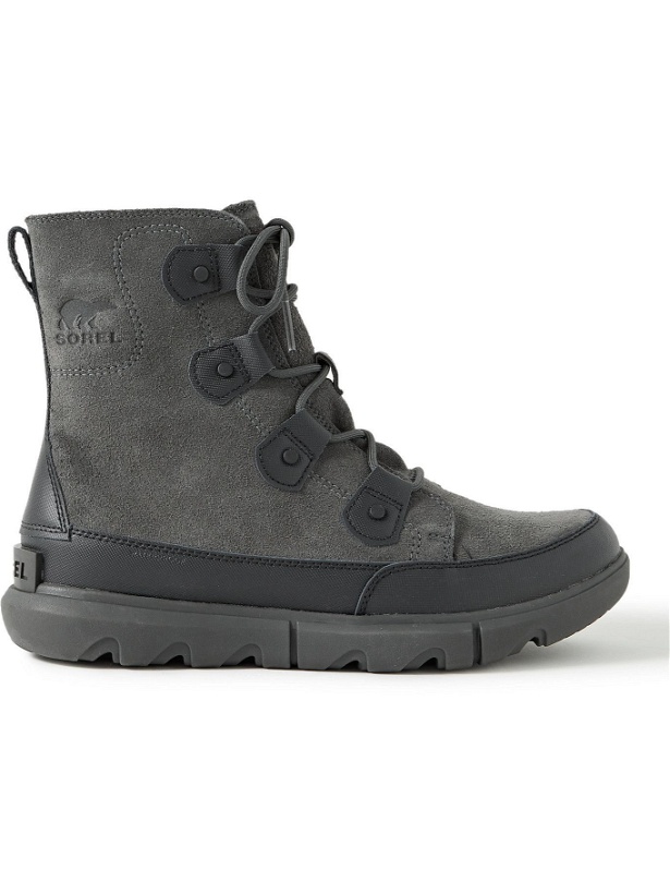 Photo: Sorel - Explorer Leather-Trimmed Suede Boots - Gray