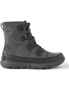 Sorel - Explorer Leather-Trimmed Suede Boots - Gray