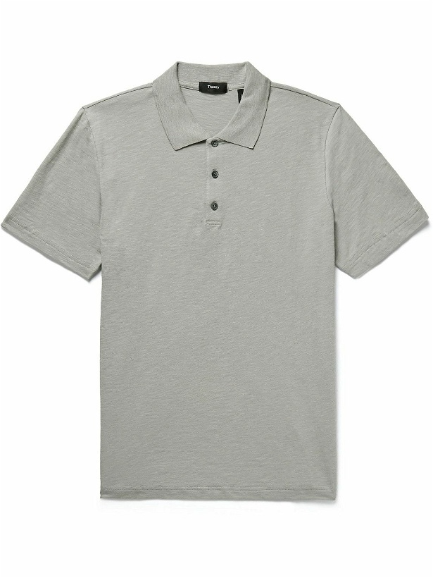 Photo: Theory - Bron Cotton-Jersey Polo Shirt - Gray