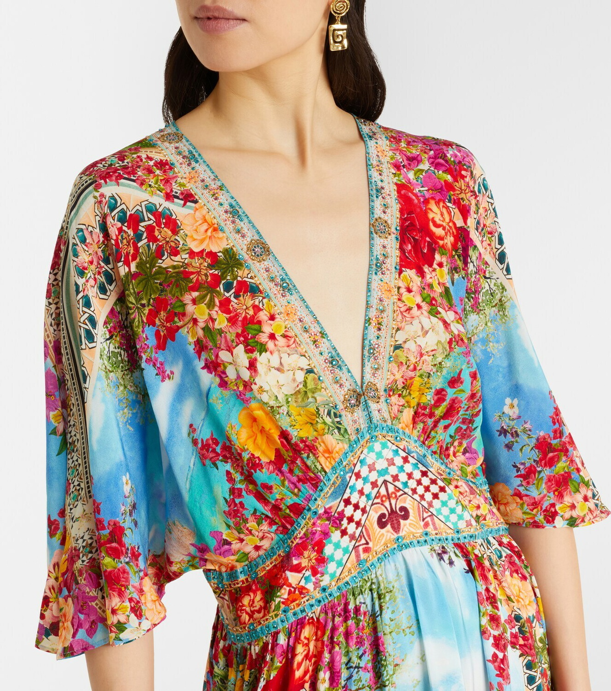 Camilla Embellished printed silk maxi dress