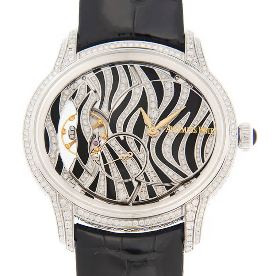 Audemars Piguet Millenary Zebra Diamond Pattern Dial 18 Carat White Gold Ladies Watch