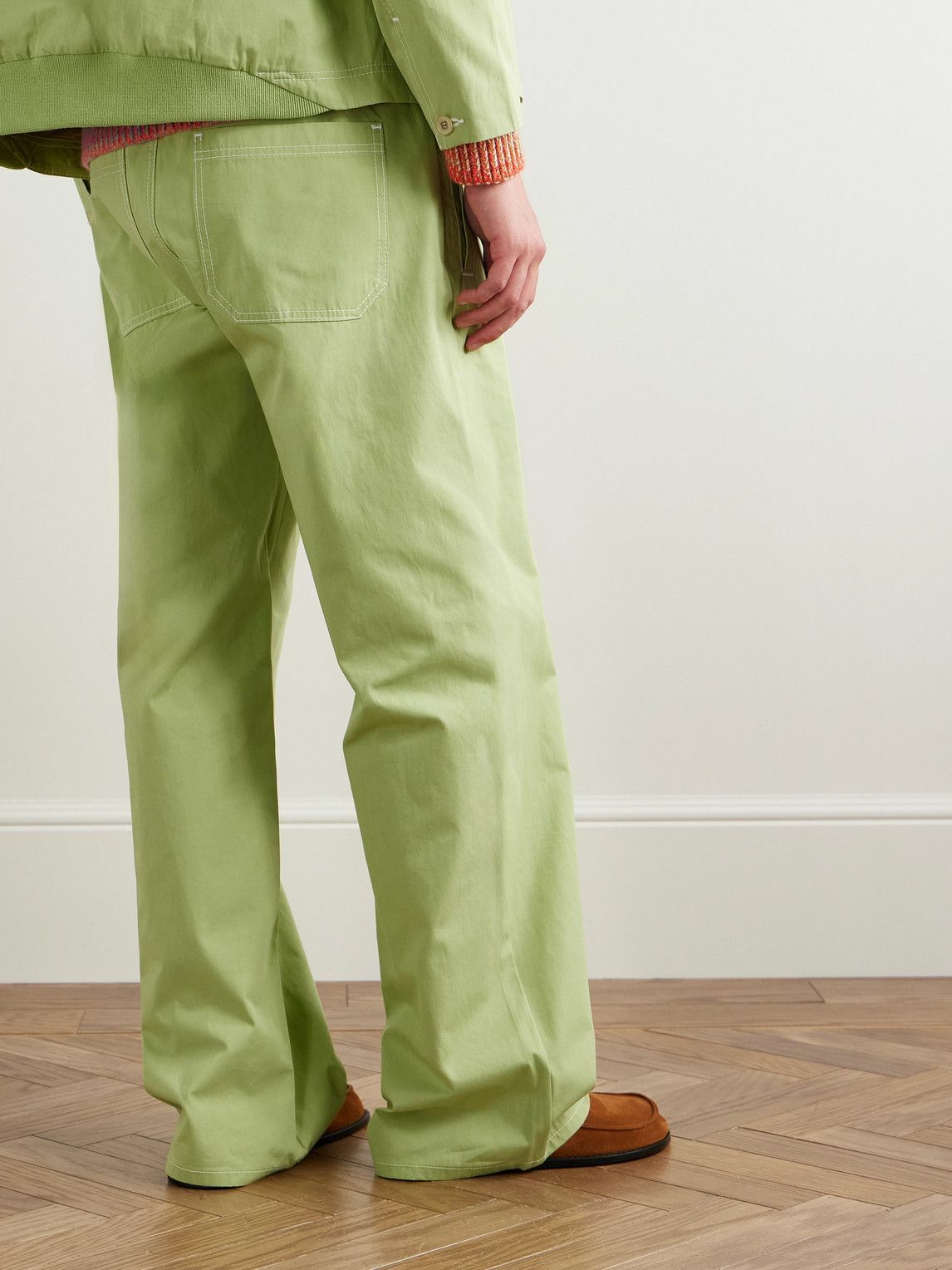 The Elder Statesman - Silvano Straight-Leg Cotton-Drill Trousers - Green