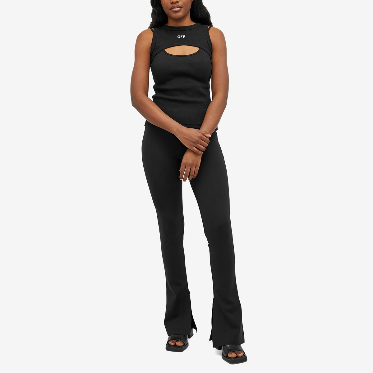 Off-White Women's Off Stamp Rib Row Top in Black