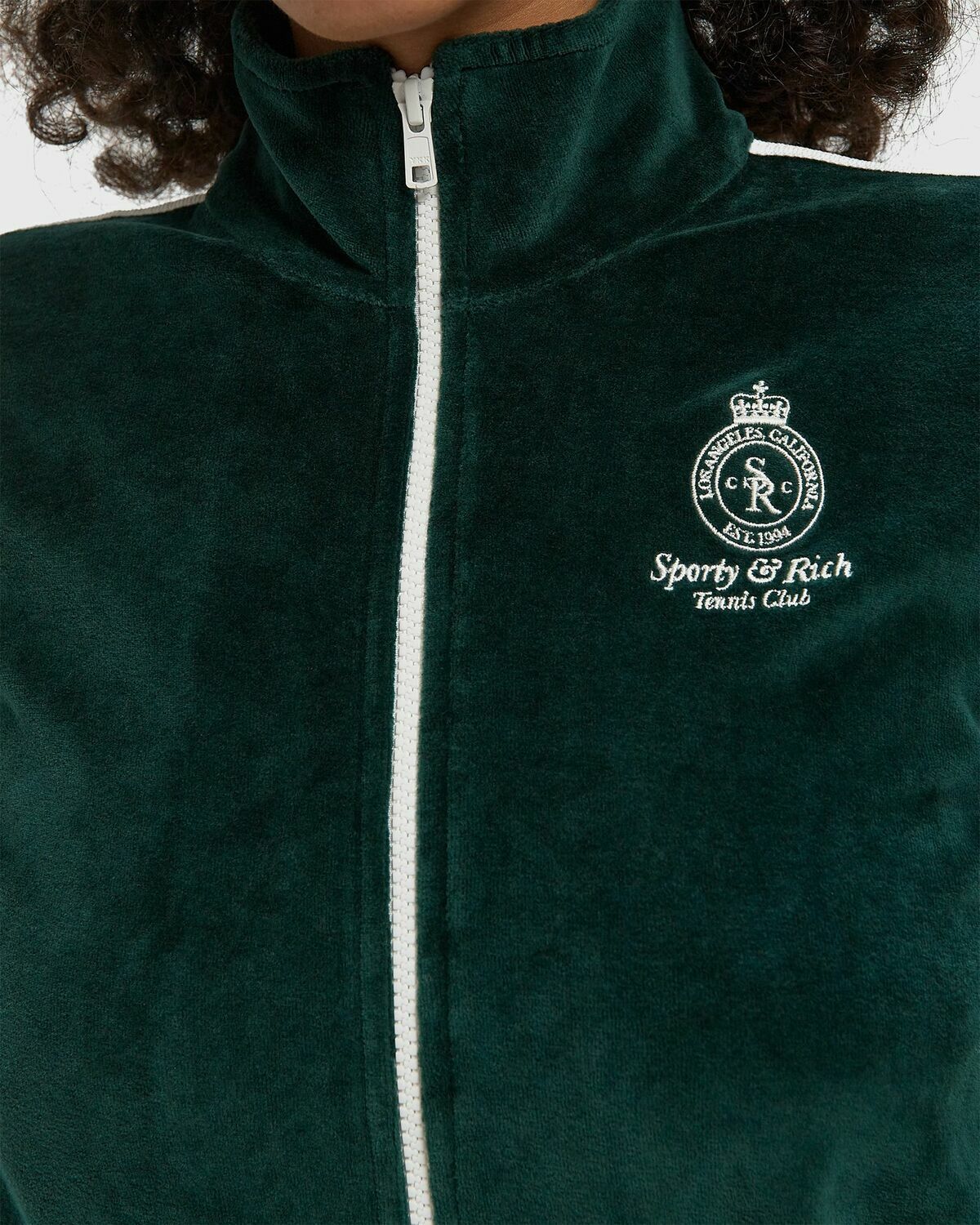 Sporty & Rich Crown Tennis Elio Velour Track Jacket Green Women