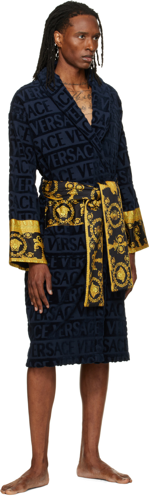 Versace Navy 'I Heart Baroque' Bathrobe