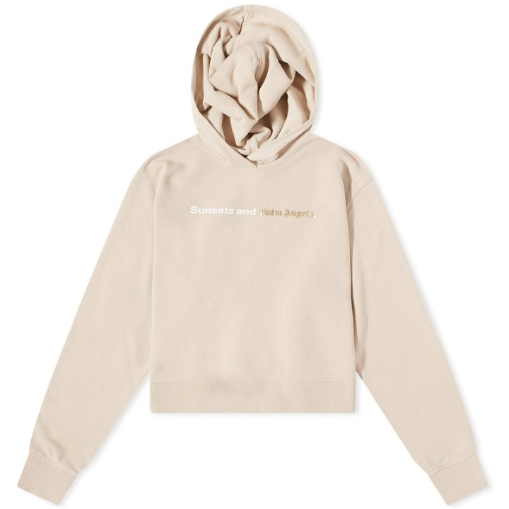 Photo: Palm Angels Women's Sunset Fitted Hoodie in Beige