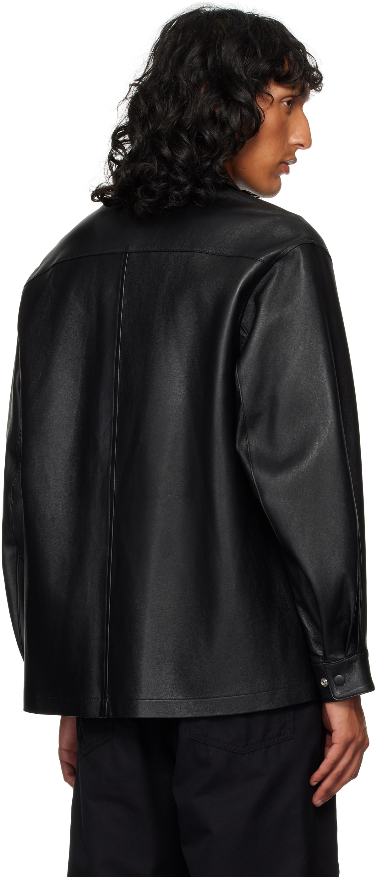 DOCUMENT Black Shirting Leather Jacket