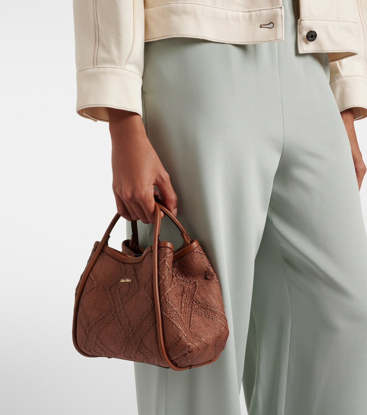 Max Mara Marin Small leather-trimmed top-handle bag