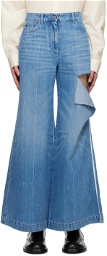 Peter Do Blue Ripped Wide-Leg Jeans