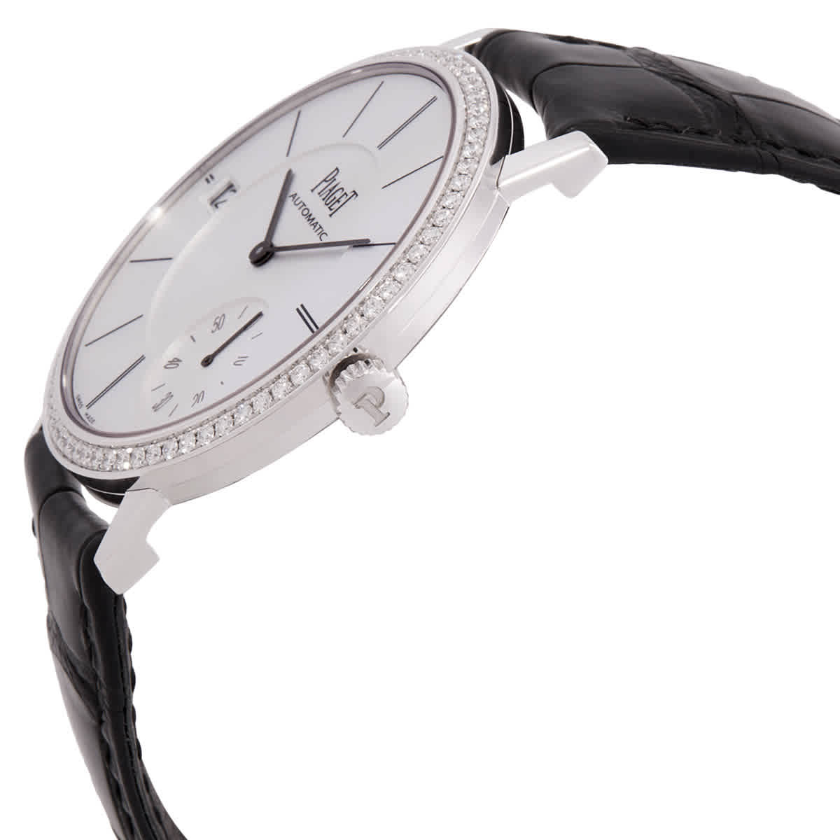 Piaget Altiplano Silvered Dial 18K White Gold Diamond Automatic Mens Wach GOA39138