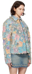 GUESS USA Multicolor Quilted Denim Jacket