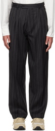 mfpen Black Pinstripe Trousers