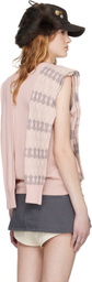 OPEN YY Pink Jacquard Sleeve Layered Cardigan Vest
