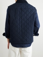 Purdey - Corduroy-Trimmed Quilted Shell Down Gilet - Blue