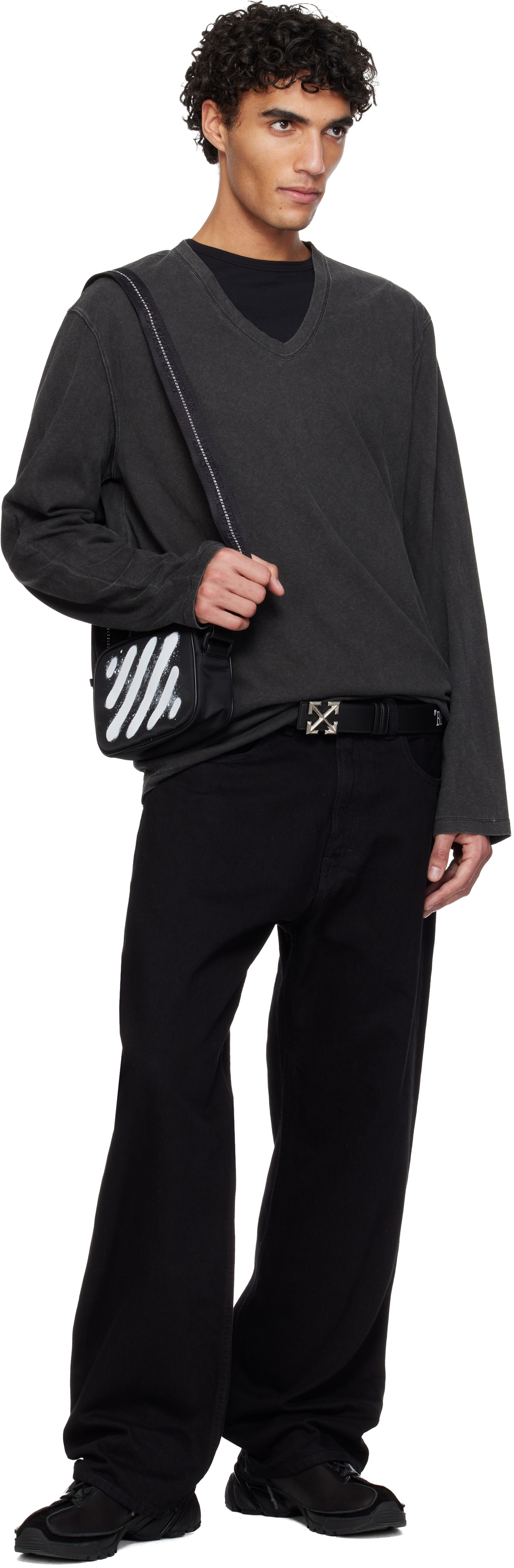 Off-White Black Arrow Quote Leather Belt