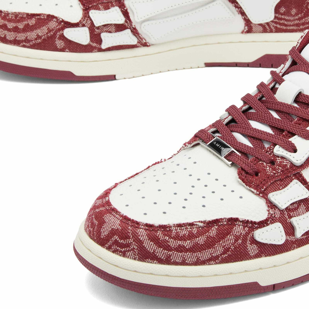 AMIRI Men's Bandana Denim Skel Low Top Sneaker in Burgundy Amiri