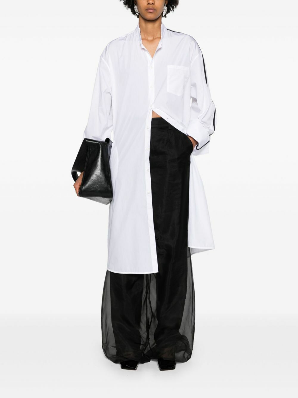 Peter Do White Side-Stripe Cotton Shirt Dress