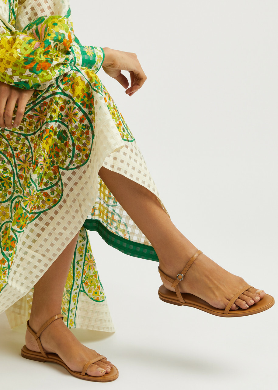 Aeyde Nettie Leather Sandals Tan Aeyde
