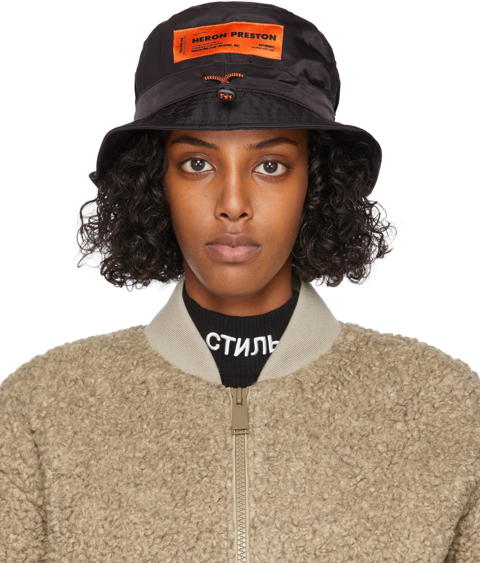 Heron Preston Black Logo Patch Bucket Hat Heron Preston