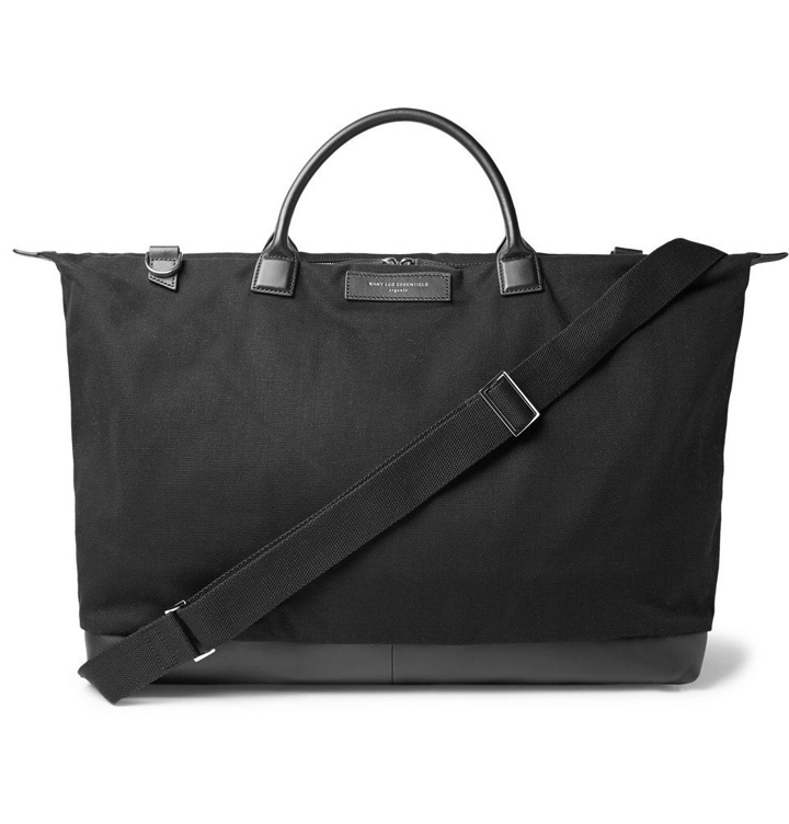 Photo: WANT LES ESSENTIELS - Hartsfield Leather-Trimmed Organic Cotton-Canvas Holdall - Men - Black