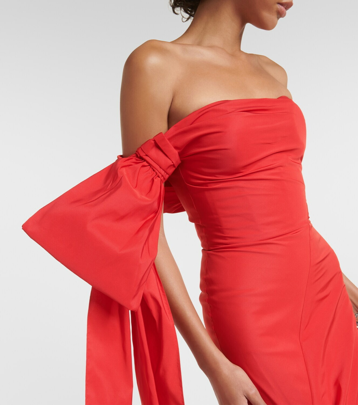 Alexander McQueen Bow-detail bustier polyfaille gown