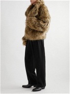 SAINT LAURENT - Asymmetric Faux Fur Coat - Brown