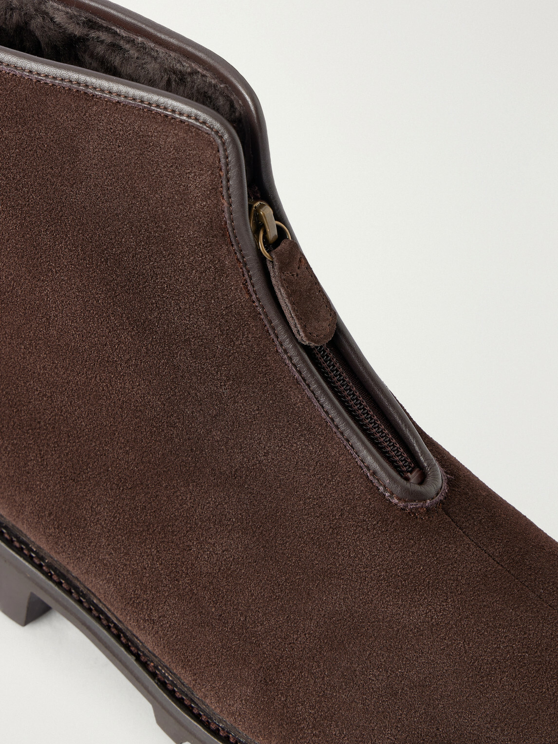 MORJAS - Alpine Shearling-Lined Suede Chelsea Boots - Brown