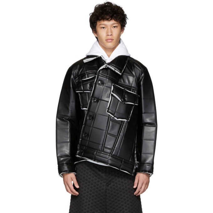 Photo: Comme des Garcons Homme Plus Black Synthetic Leather Padded Jacket