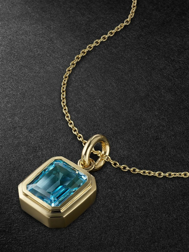 Photo: 42 Suns - Large 14-Karat Gold Blue Topaz Pendant Necklace