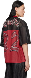 AMIRI Black & Red 'AMIRI 22' Oversized Jersey Leather T-shirt