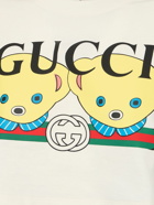 GUCCI - Bear Print Cotton Crop T-shirt