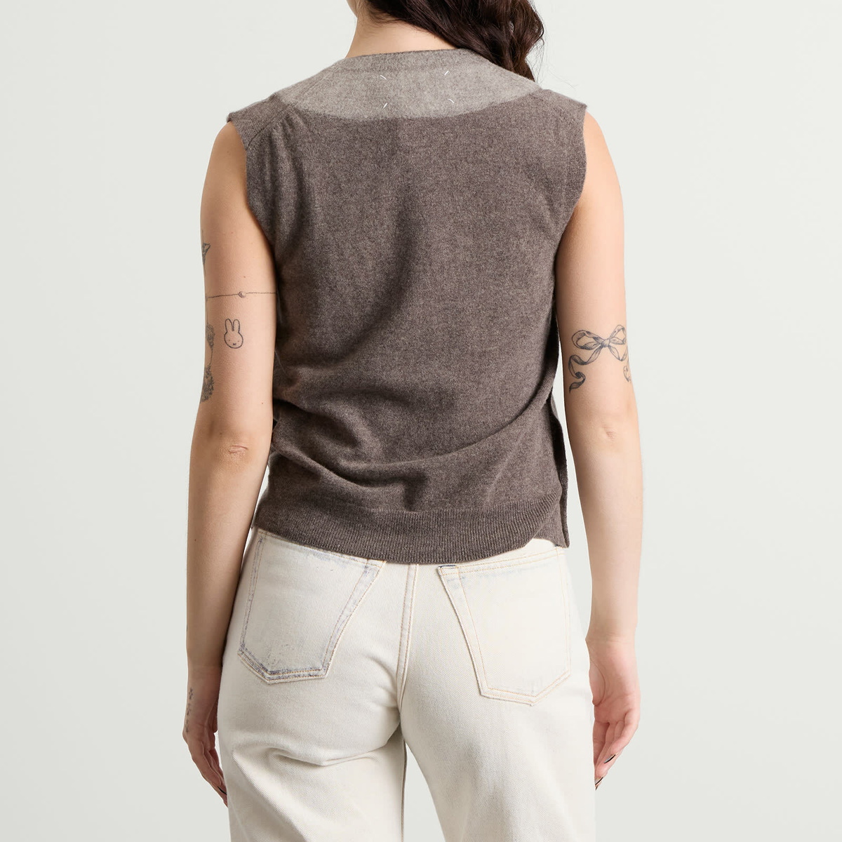 Maison Margiela Women's Fuse Knit Top in Mud/Ecru