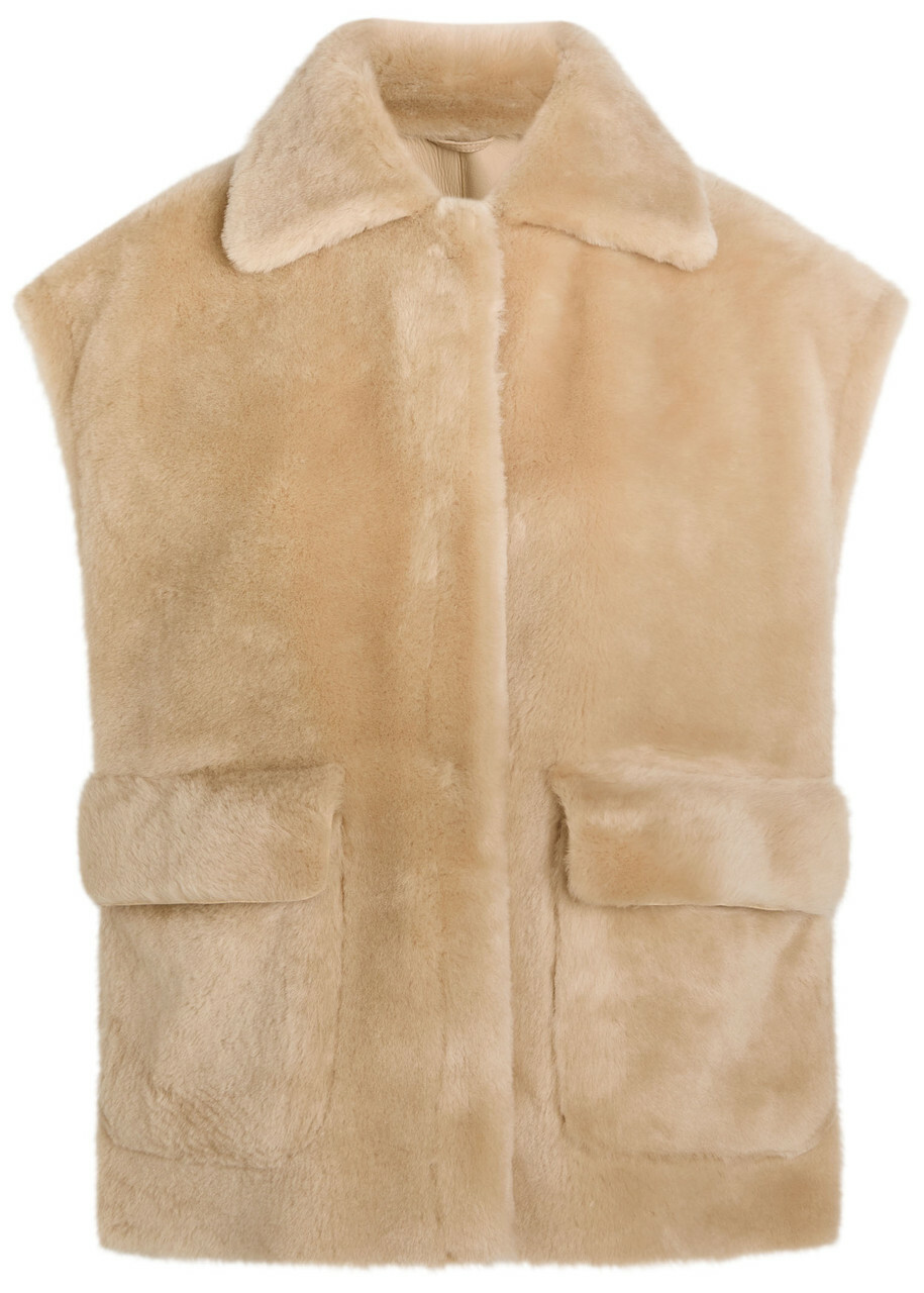 Arma Edha Shearling Sleeveless Jacket Off White